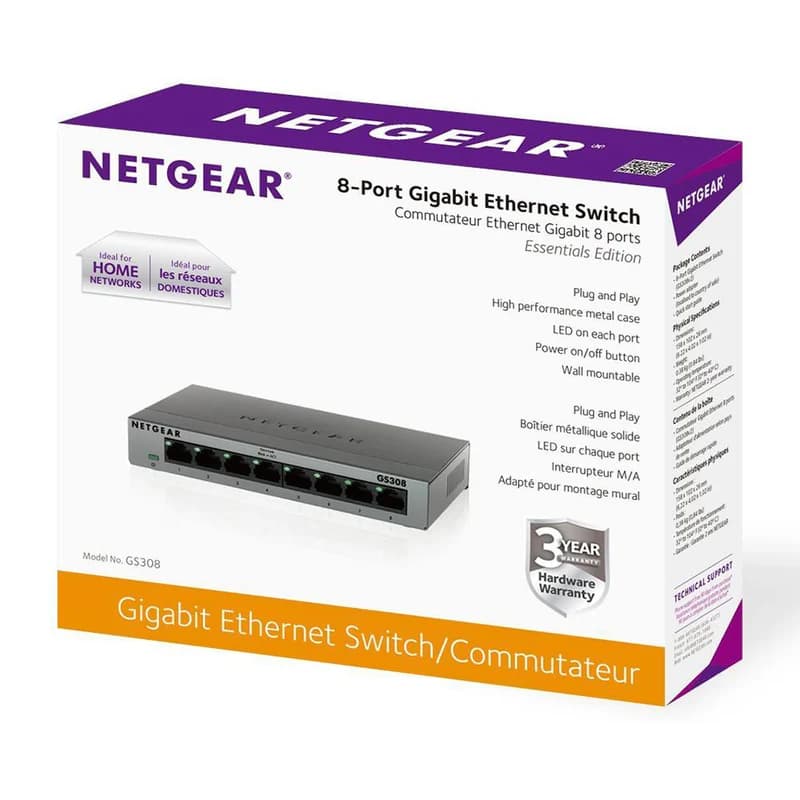 NETGEAR GS 308 Essential Edition (jamais servi et dans sa boite d'origine)